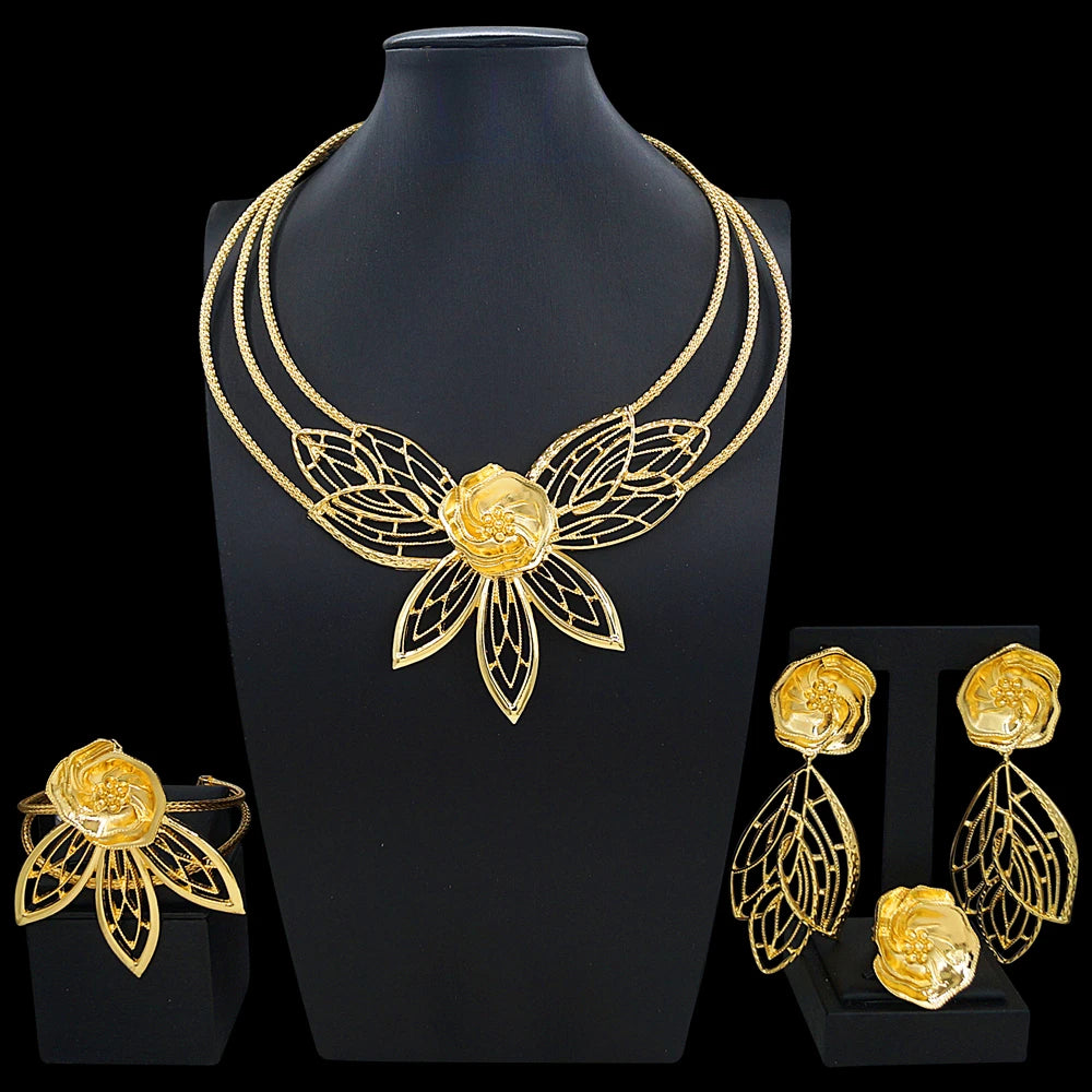 Zhuerrui Italiano Gold Designs Women Jewellery Set Party Fine Costume Jewelry Set Luxury Big Necklace Jewellery Sets X0010130