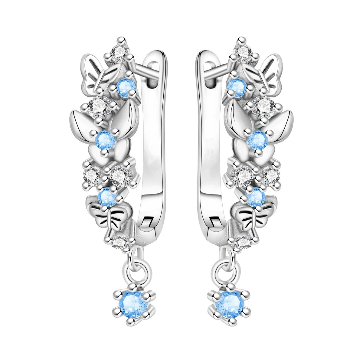 S&S Butterfly Zircon Drop & Stud Earrings | Silver Plated | S&S