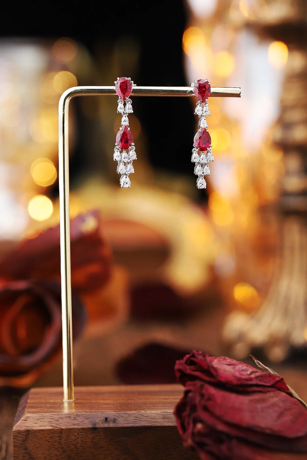 Gemfiori Anster High Quality S925 Lab Grown Ruby Earring Stud Dainty Gemstone Stud Earrings for Women Daily Wear Gift