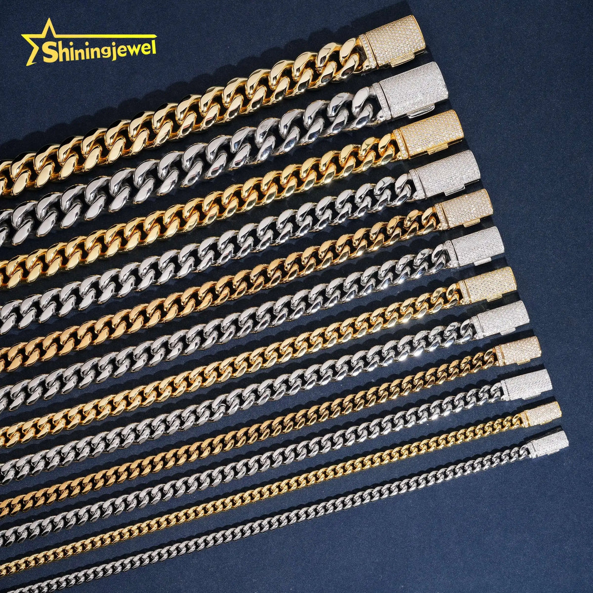 BiG-BOSS Hot Sale 316L Stainless Steel Cuban Link Chain 925 Silver VVS D Moissanite Iced Out Lock Jewelry Miami Cuban Bracelet Necklace