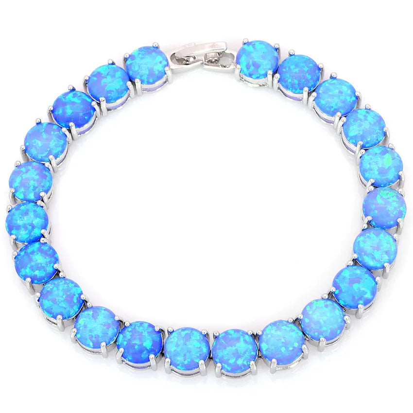 Bohemian Hawaiian Opal Brass Beaded Bracelet-Trendy Exquisite Flower Egg Gem Design Fashion Jewelry for Women