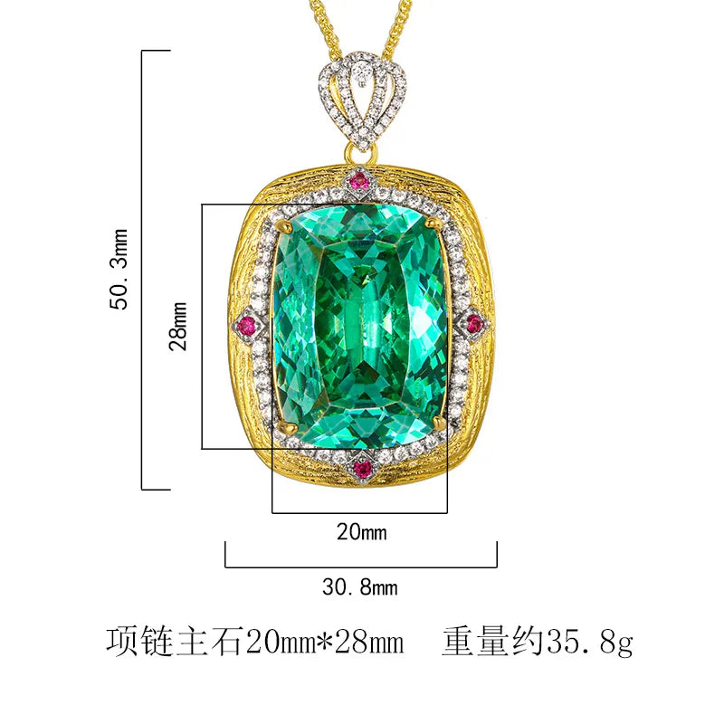 REDheart Simulation Color Treasure Light Luxury Gold Plated Copper Inlaid Zircon Crown Women's Wedding Pendant Jewelry Set
