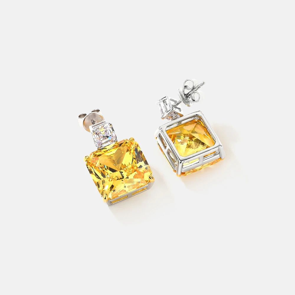 MUSHAN Jewelry Factory Silver Stud Earrings With High End Feel Electroplated White Gold and Yellow Diamond Earrings