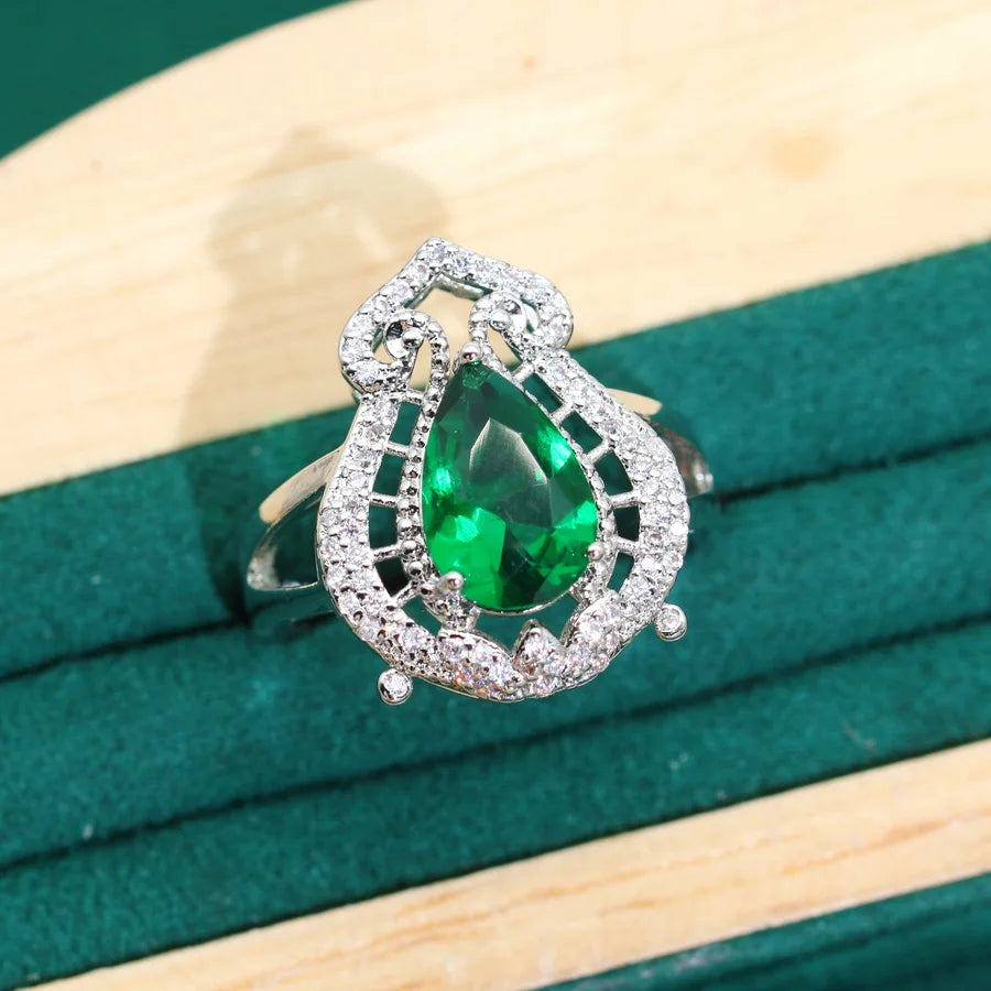 XOTICA 2024 Green Crystal Women's 925 Silver Jewelry Sets Classic Wedding Earrings Rings Bracelets Pendant Necklace for Parties