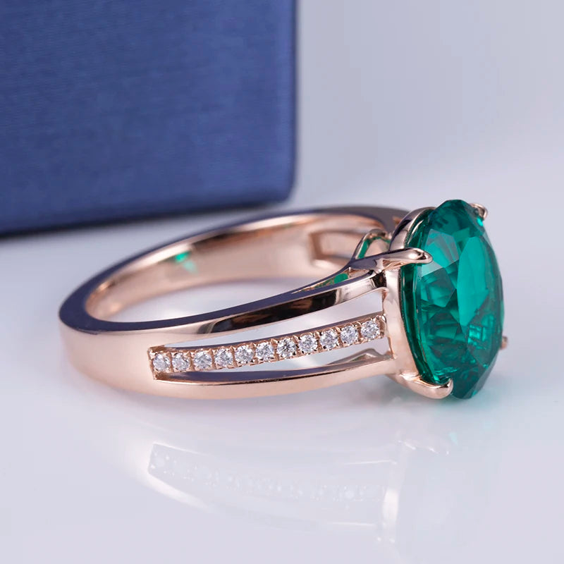 MS-583 18k Gold Custom  Women  Fashion 9*11mm Oval Cut Emerald Ring