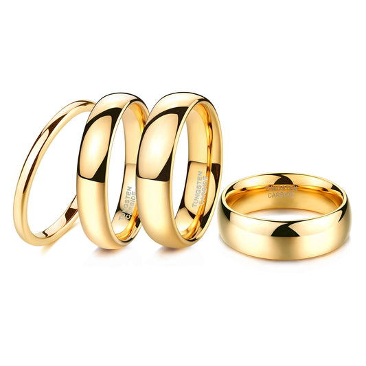 REBEL Polished Gold-Plated Tungsten Carbide Ring