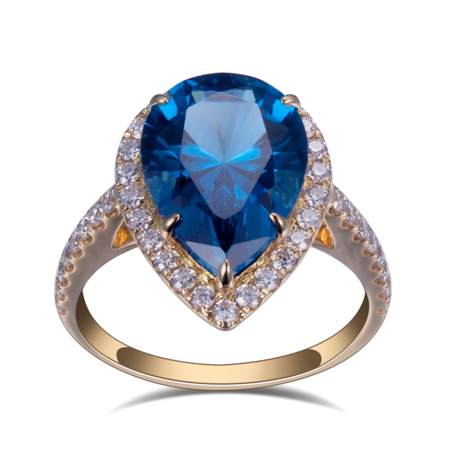 Messi Jewelry MS-829 10k Gold  Pear Cut Spinel Gemsstone Engagement Ring Classic Style