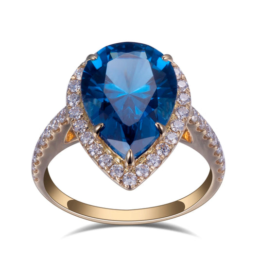 Messi Jewelry MS-829 10k Gold  Pear Cut Spinel Gemsstone Engagement Ring Classic Style