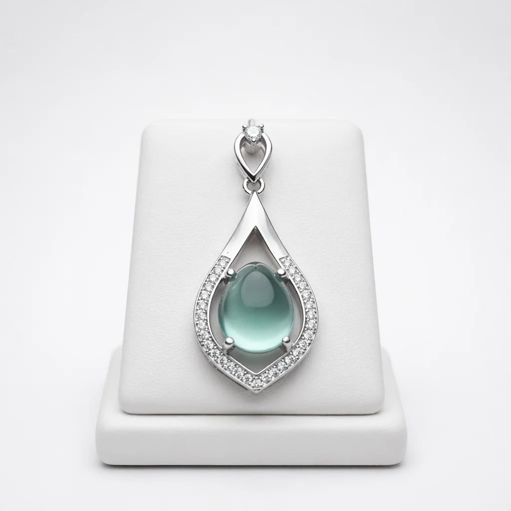 Fashion Jewelry Sets  925 Sterling Silver Gold-plated Natural Grape Stone Earring Pendant Set  Women Jewelry Set