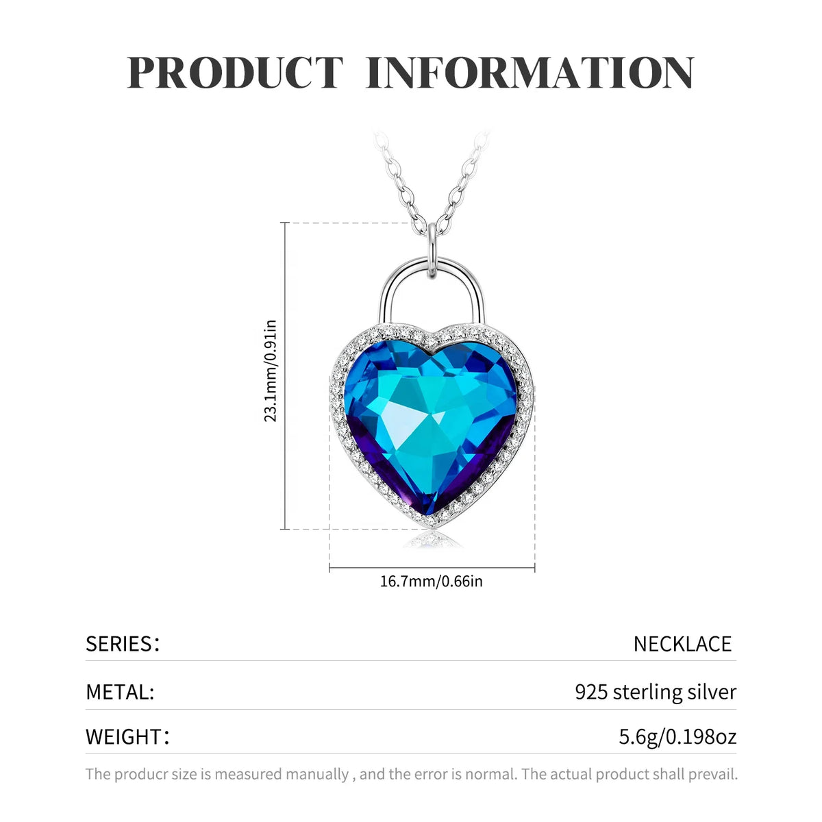 S&S Heart of the Ocean 925 Silver Zircon Jewellery Set | Necklace & Earrings | S&S Collection