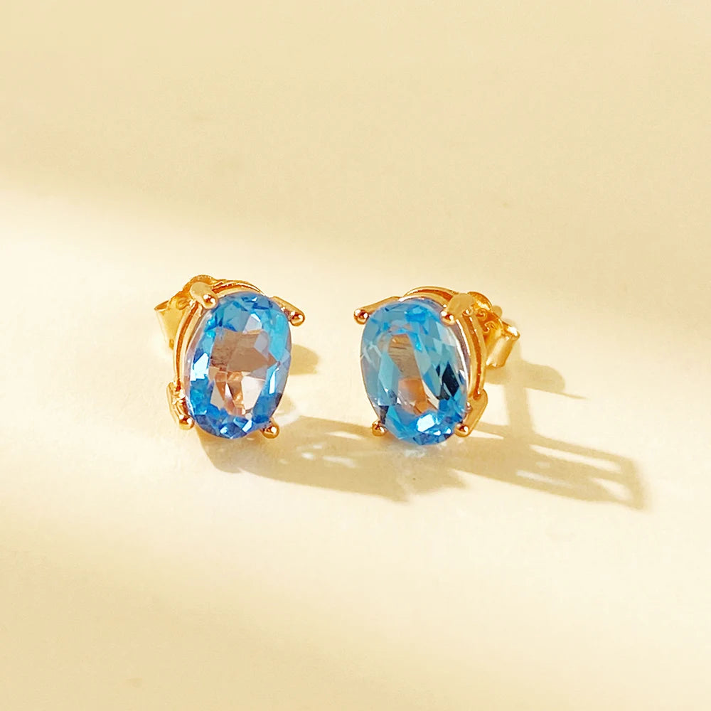 Gioiellieri 925 Sterling Silver Natural Stone Luxury Stud Earrings Gold Rhodium Plated Hypoallergenic Women's Jewelry for Wedding