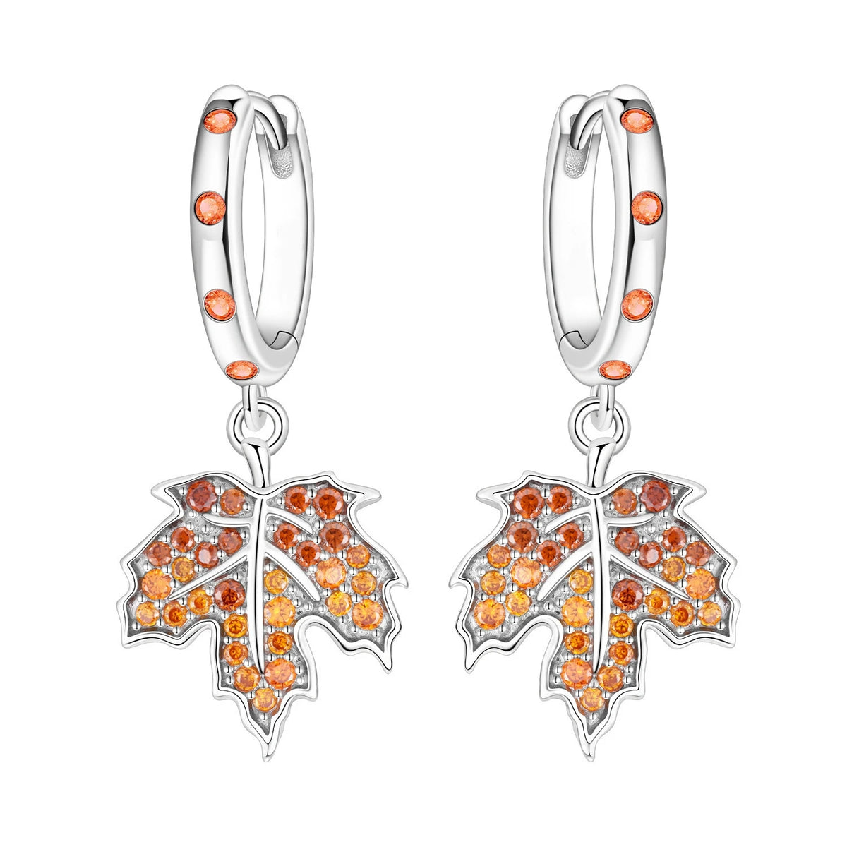 S&S Zircon Plant & Maple Leaf Hoop Earrings — S&S Collection