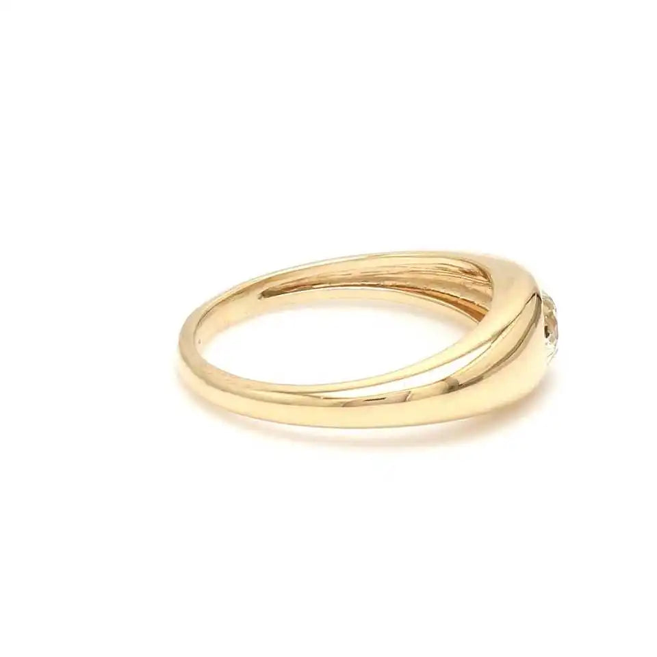 Minimalist Jewelry Women's Fashionable Trendy 14k Gold Luxury Paved Diamond Hand Crafted Dome Chunky Rings Rhodium Plated 0.4ct