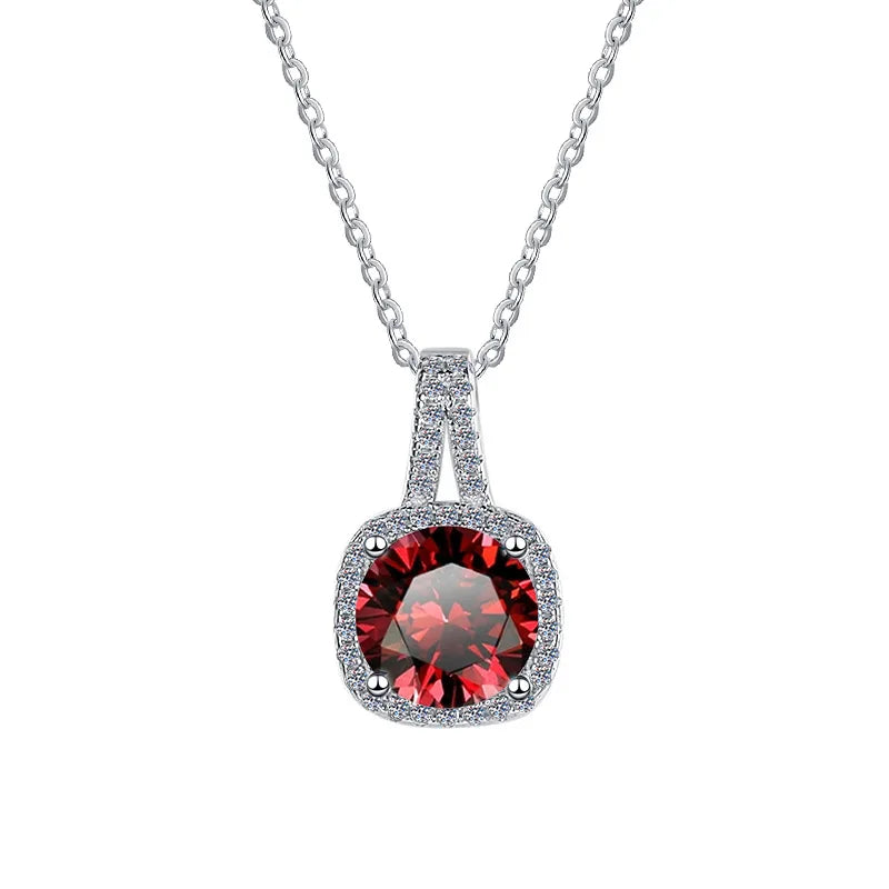 925 Sterling Silver 18K Gold Plated Luxury Pendant with Prong Set Loose Moissanite 1-2 CT Brilliant Cut Women's Wedding Gift