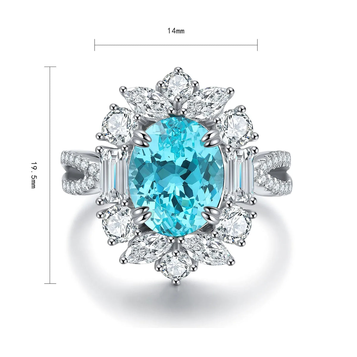 Gemfiori Vintage Lab Grown Paraiba S925 Sterling Silver Engagement Rings for Women Custom Design Wedding & Party Gift