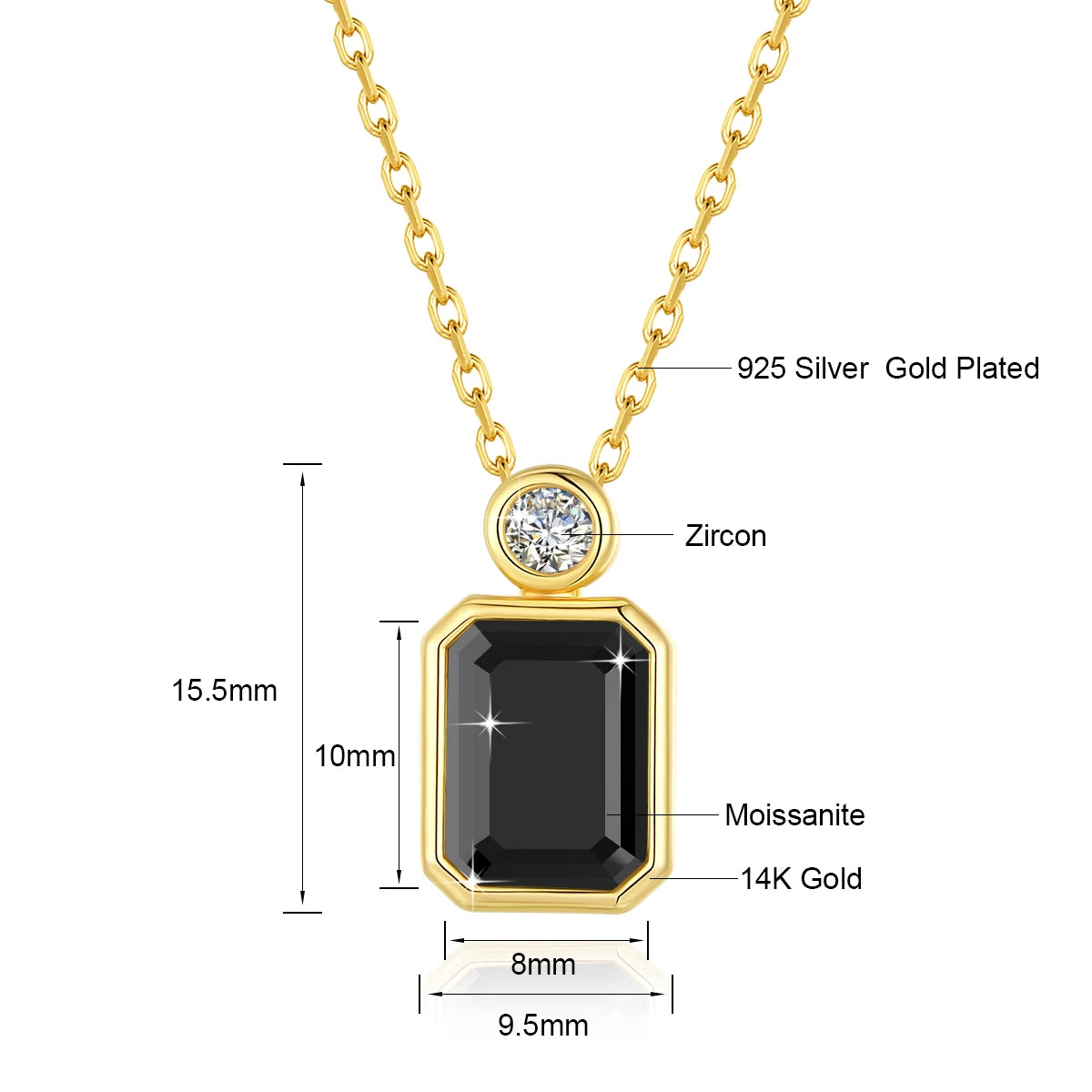 Gioiellieri Personalized Jewelry Woman Engagement Friendship Gift New Year 2 Carat 3 Carat 4 Carat Black Moissanite 14K Gold Hollow Pendant