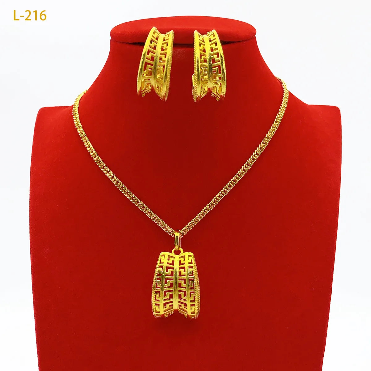 24K Gold Plated African Bridal Crystal Jewellery Set | Necklace & Earrings Wedding Occasion Set