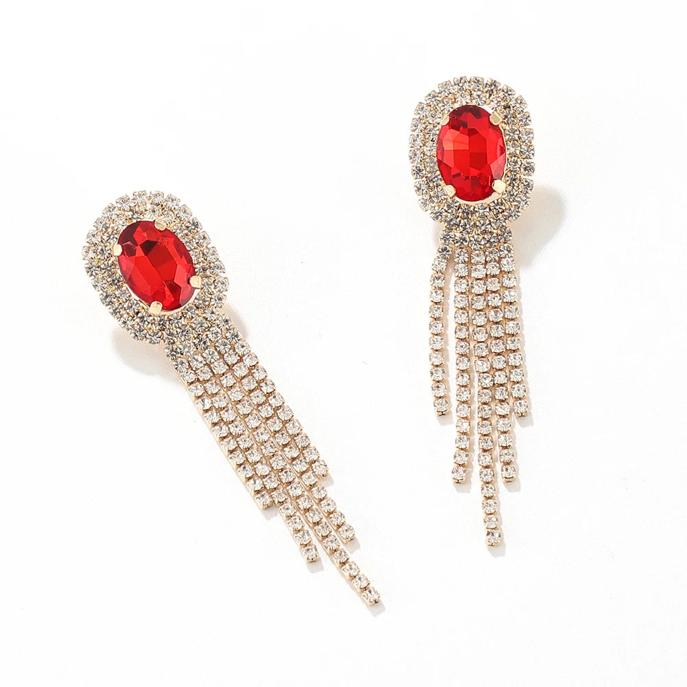 Classic Colorful Crystal Jewelry Micro Pave CZ Stones Sparkling Brass Earrings for Women for Parties and Gifts