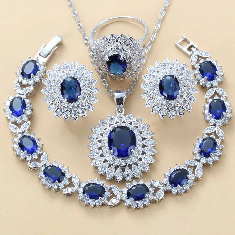 REDheart 2025 Fashion Earrings Rings Bracelets Necklace Fashion Elegant Zircon Jewelry Sets for Women Mothers Day or Wedding