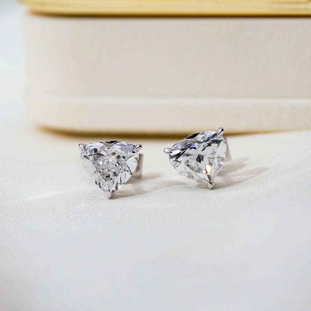 Gemfiori MSE-819 9K Gold With 1ct Loose Lab Grown Diamond Heart Cut Solitaire Earring Hop Sale Gold Gemfiori Promotion Price