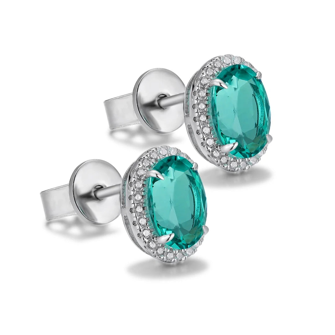 Gemfiori Anster High Quality S925 Lab Grown Emerald Earring Stud Dainty Gemstone Stud Earrings for Women Daily Wear Gift