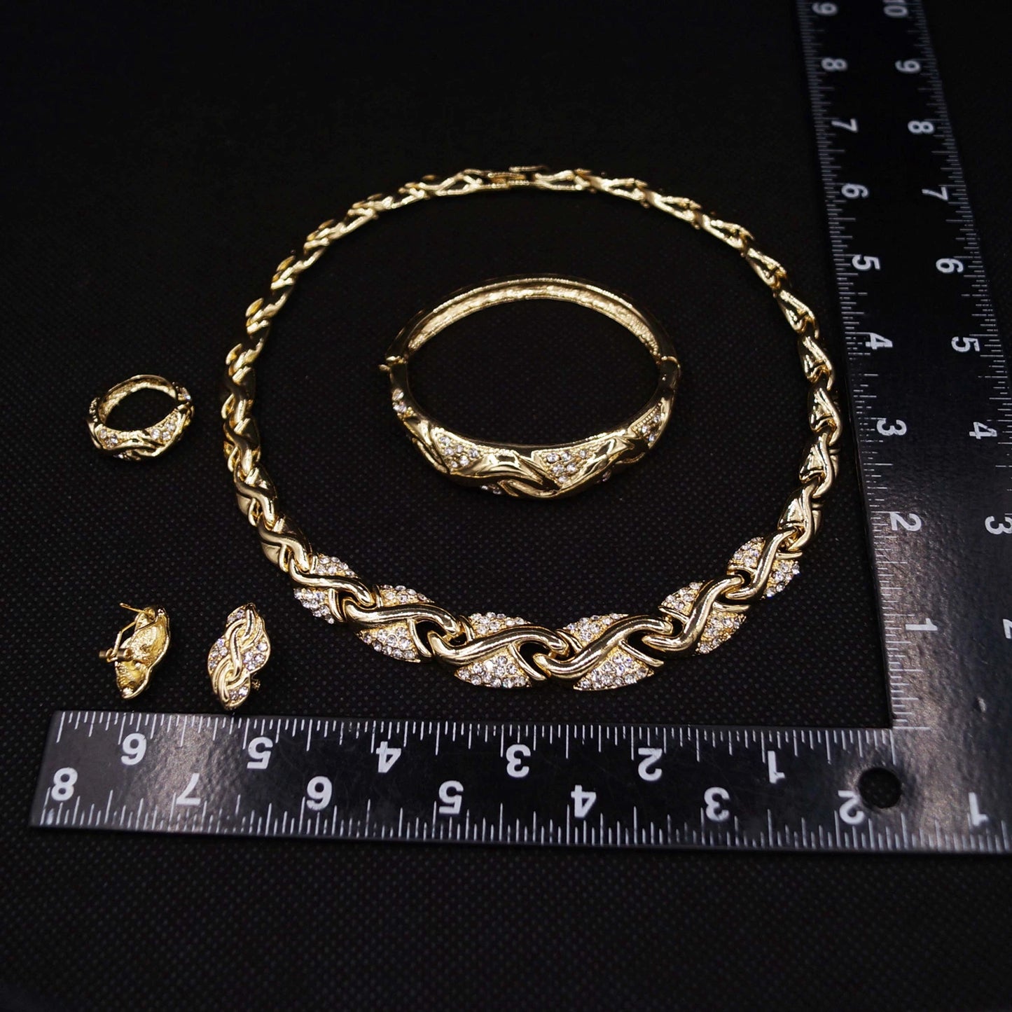 Zhuerrui24K Gold-Plated Fashion Jewelry Set With Diamonds Gorgeous Heavy Industry Exquisite Bride Wedding AccessoriesHD160412