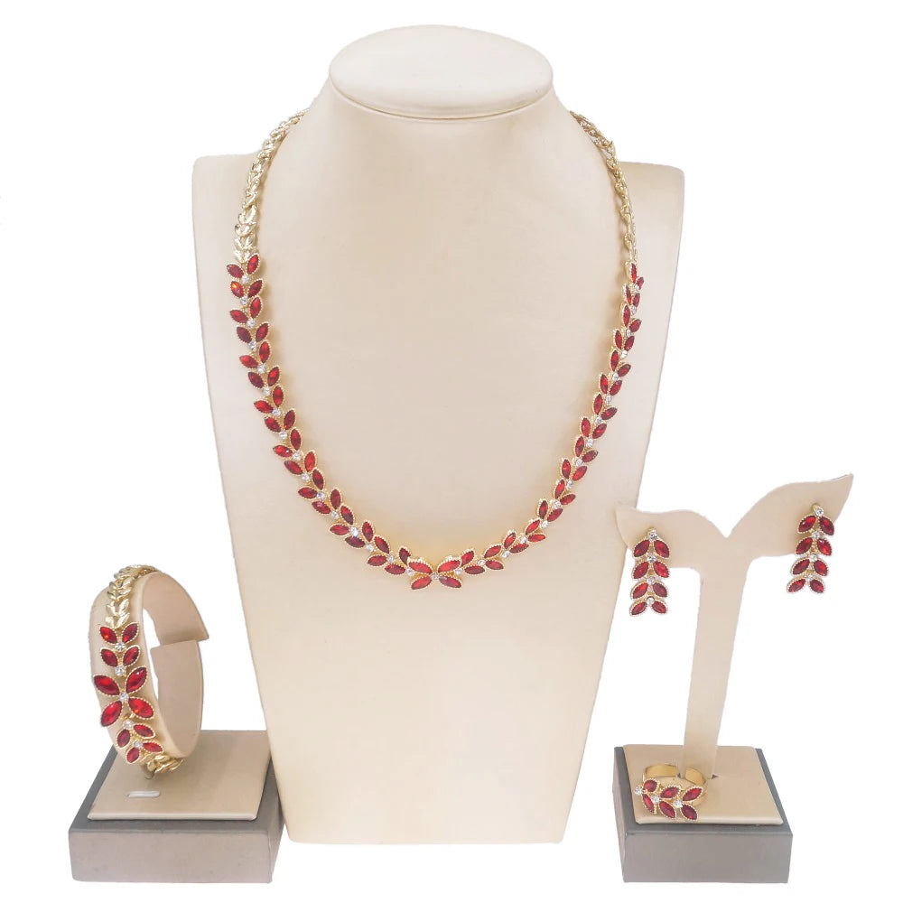 Zhuerrui XOXO New Design Hot Selling Dubai Bridal Pendant Chain Jewelry Necklace Fashion Wedding Accessories Jewelry Set HA0026