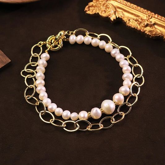 Two-Way Freshwater Pearl Chain Necklace Bracelet for Women Daily Wedding Bridesmaid Gift Dainty Bridal Necklace Dainty Jewelry