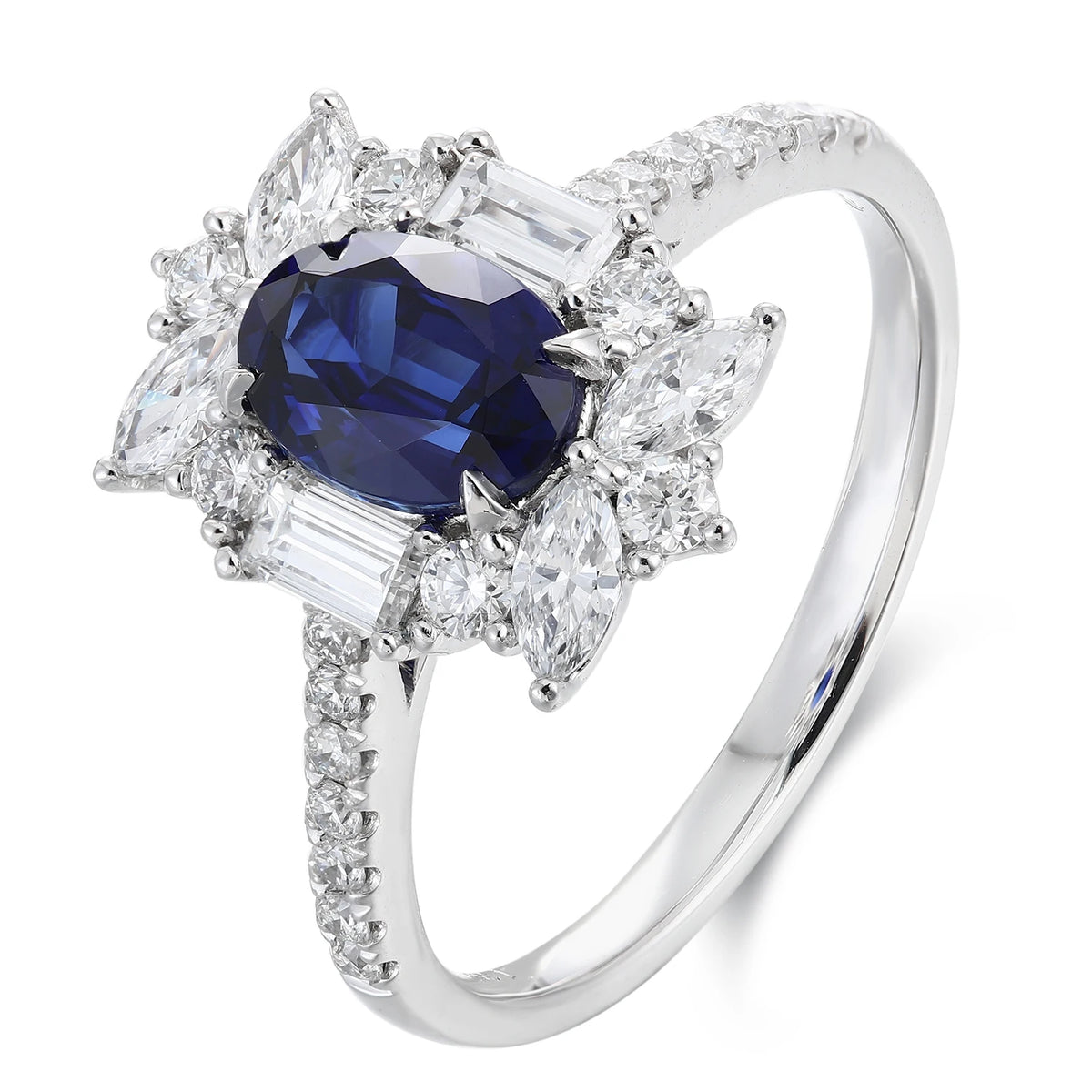Gemfiori Support Customization Sapphire Women High-end Fashion Material White Gold Use in Party Wedding Gift Anniversary Gemstone Rings