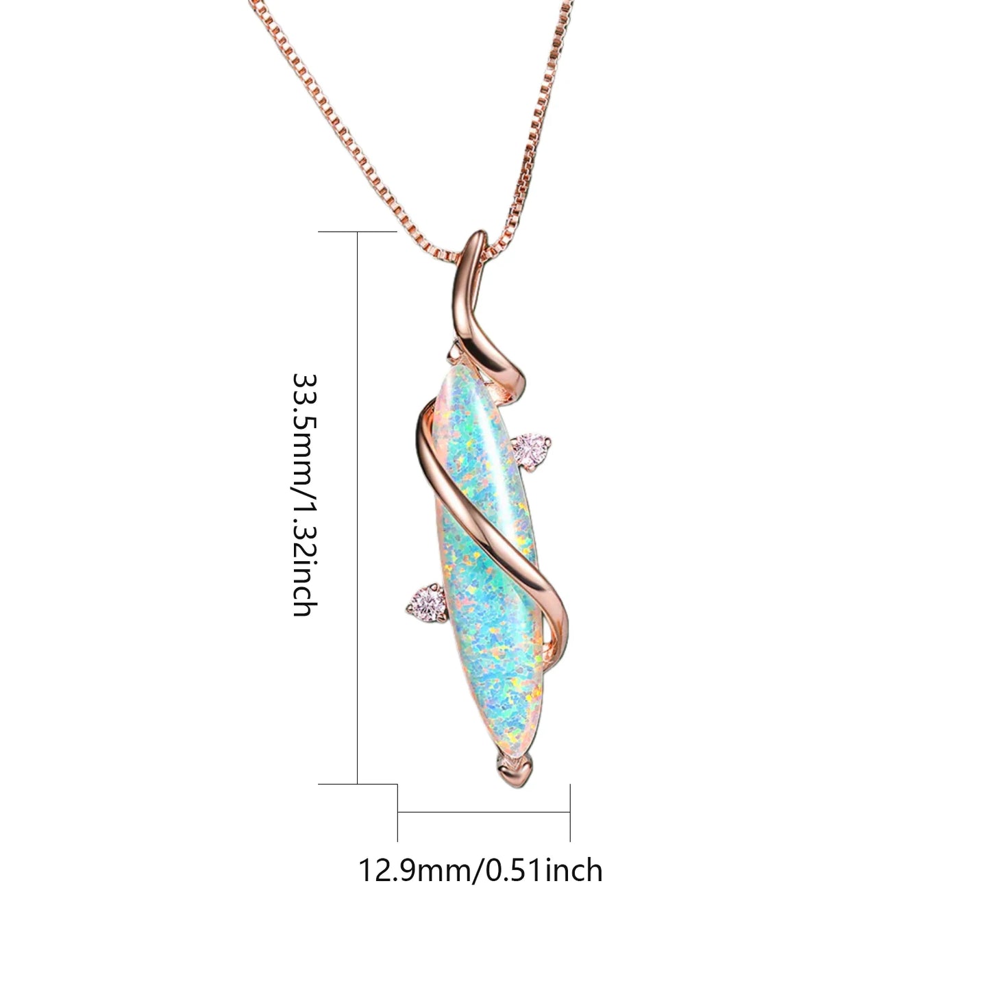 Hawaii Beach Sharp Women's Lab Created Opal Silver Plated Copper Alloy Box Chain Necklace for Anniversary