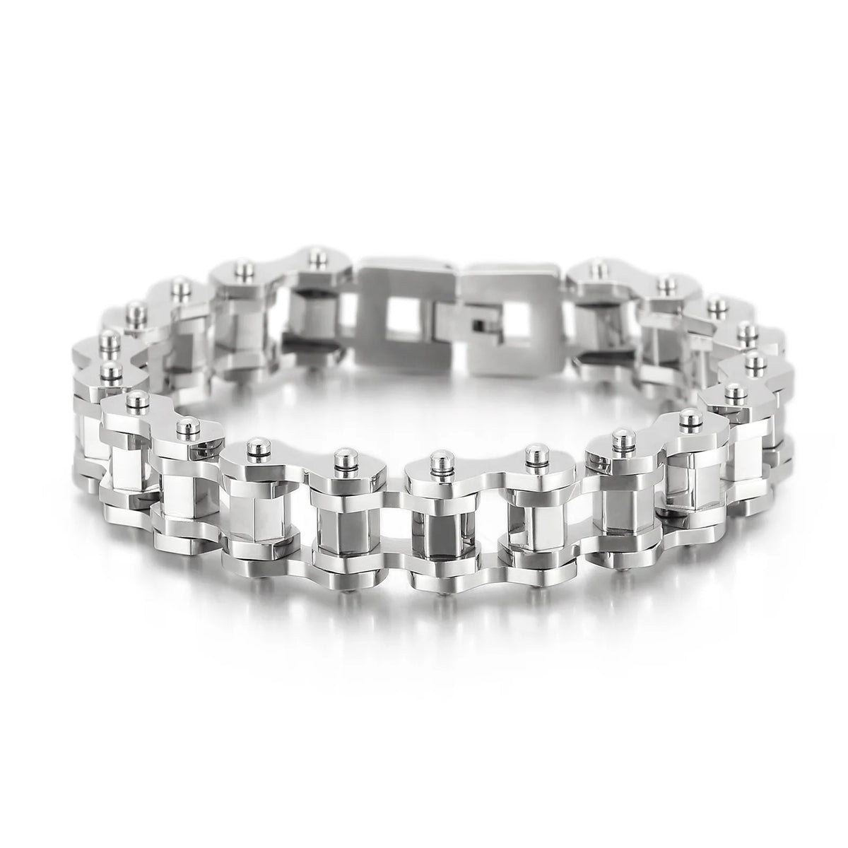 VIKING Mens Retro Bicycle Chain Bangle Bracelet – Silver, Gold & Black
