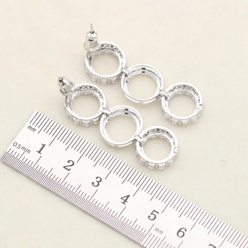 XOTICA 925 Silver Jewelry Set White Gold Bridal Wedding Dress for Women Zirconia Necklace Earrings & Bracelet for Party