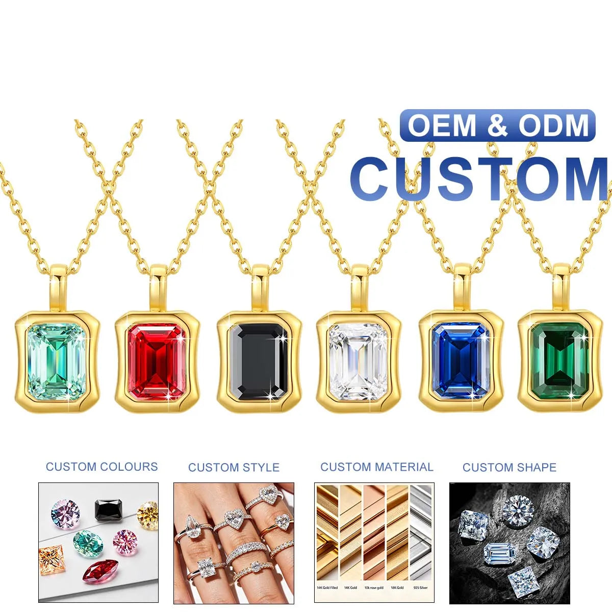 Gioiellieri Factory Certified Bezel Set VVS Mossanite 14K Gold Pendant Link Chain Necklace for Men Women Small Batch Custom Logo Oem Odm