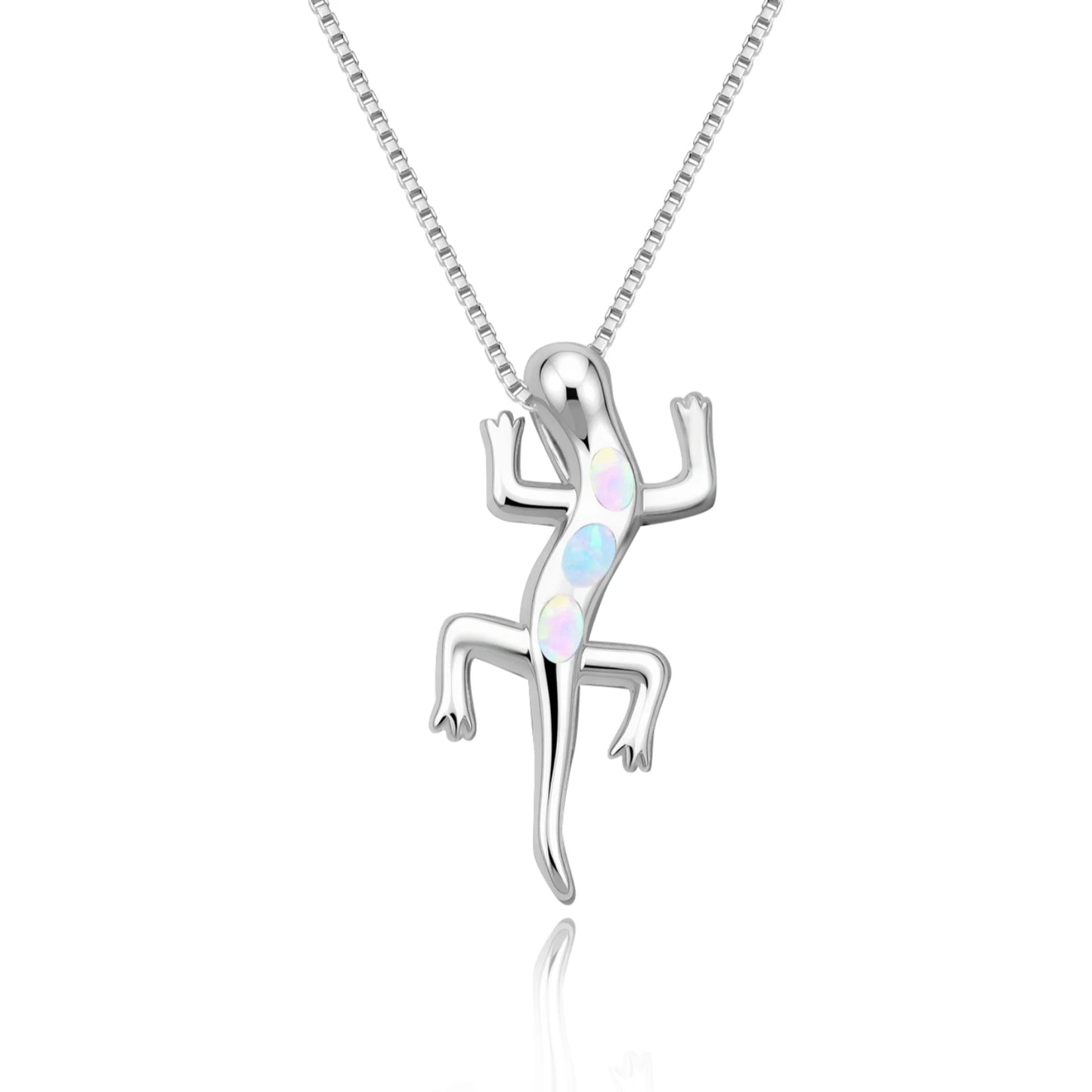 TikTok Ins Viral  Opal Gecko Pendant Necklace | Cute Animal Statement Jewelry Wholesale