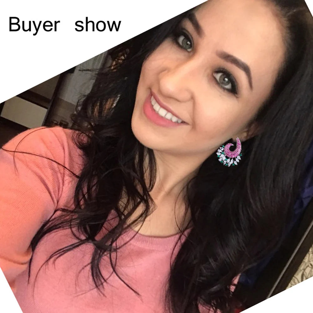 2023 Trend Fashion Symmetrical Statement Women's Cubic Zirconia Drop Earrings for Bridal Lady Holiday Party Jewelry Accessories