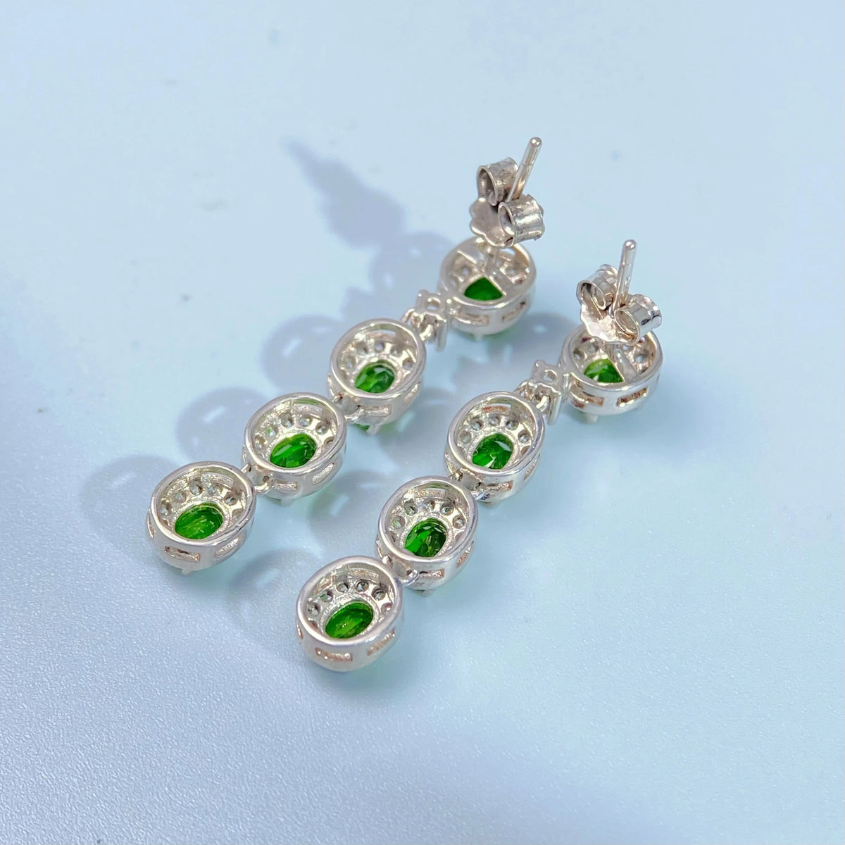 Gioiellieri Elegant Natural Chrome Diopside Drop Earrings S925 Sterling Silver for Women Fine Jewelry Green Gemstone Gift May Birthstone New