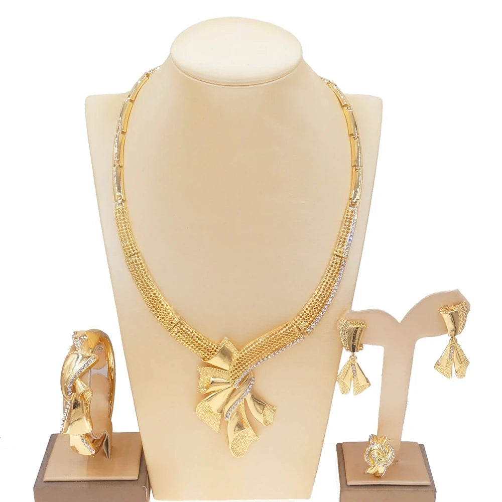 Zhuerrui Luxury Italian Ladies Butterfly Jewelry Set Brass Brazilian Gold Necklace Jewelry Nigerian Ladies Jewelry SetHN21040814