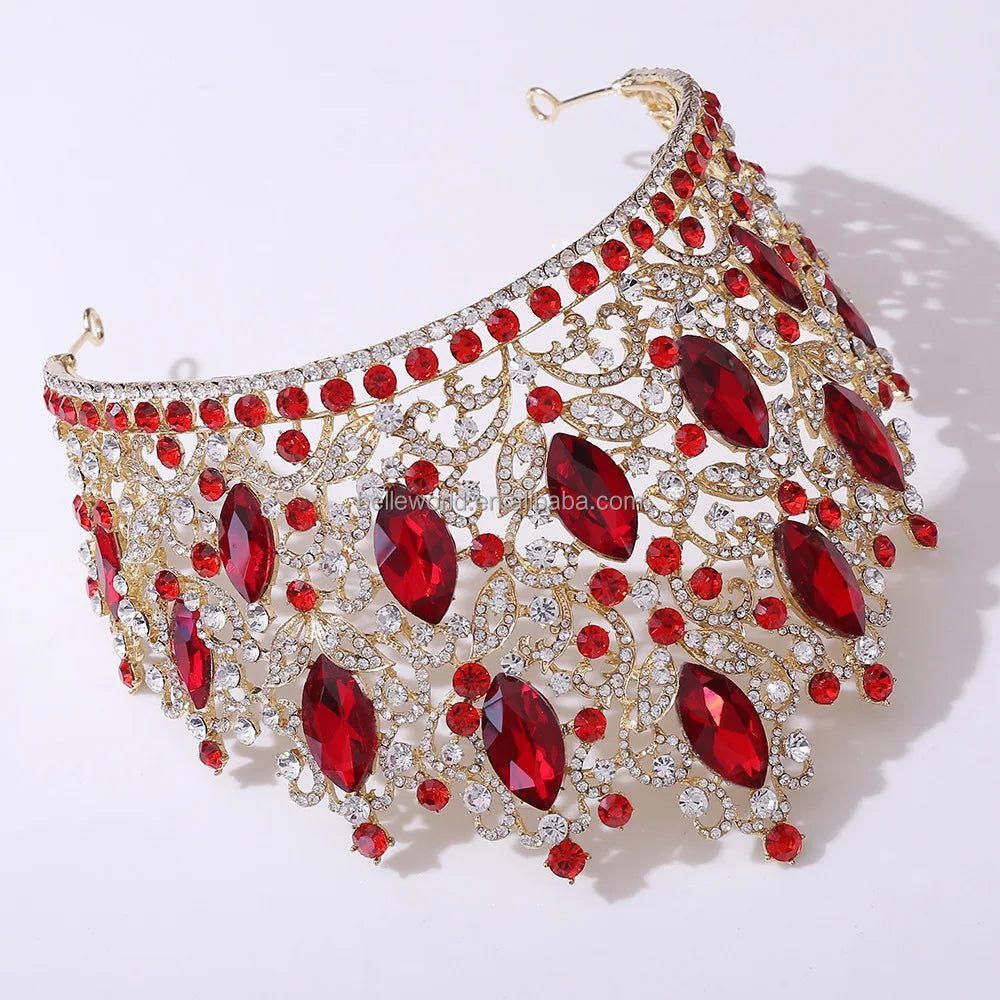BELLEWORLD Hot Fashion Luxury Coronas Para Reinas Hairpieces for Brides Shiny Big Rhinestone Wedding Party Crown Tiaras Tiaras