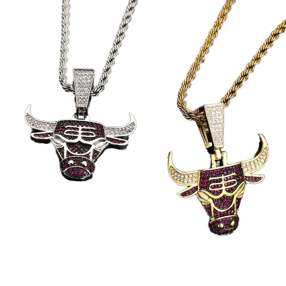 Chicago Bull Necklace Pendant Colar De Fas De Moda Colar De Basquetebol Chicago Colar De Touro Pingente