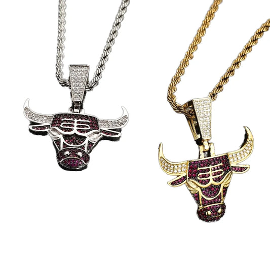 Chicago Bull Necklace Pendant Colar De Fas De Moda Colar De Basquetebol Chicago Colar De Touro Pingente