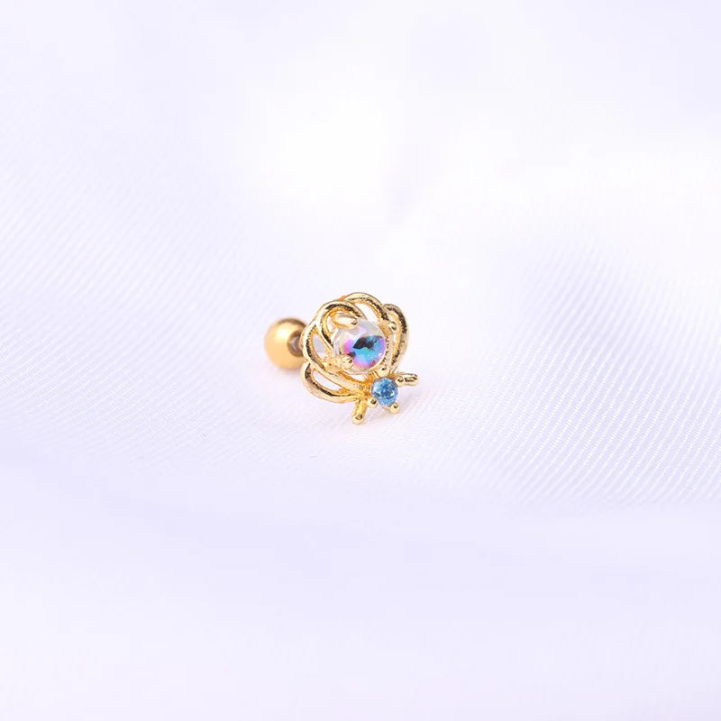 S&S Stainless Steel AAA Zircon Ocean Series Ear Bone Nail | Gold & Silver | 12 Designs