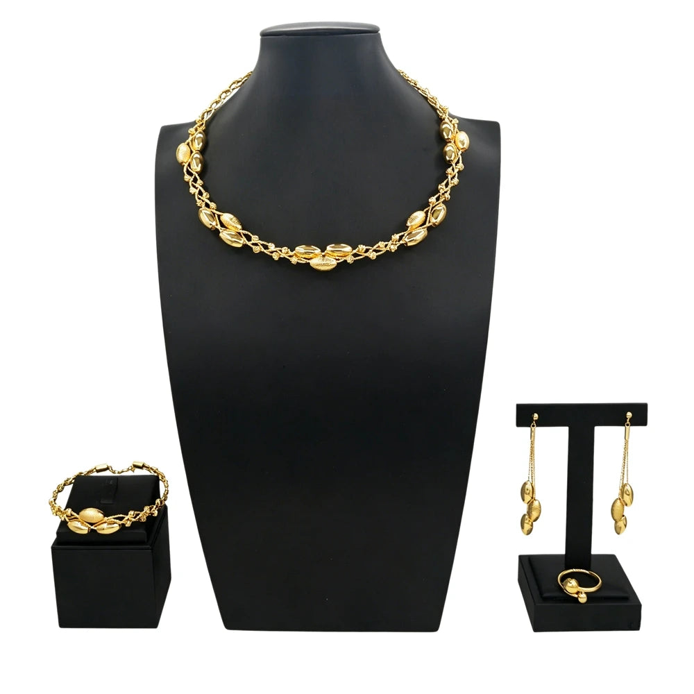 Italian Jewelry Set Alloy Brazilian Jewelry Sets Wedding Party Pendant Necklace Bracelet Ring Earrings Jewelry Set  HK051222