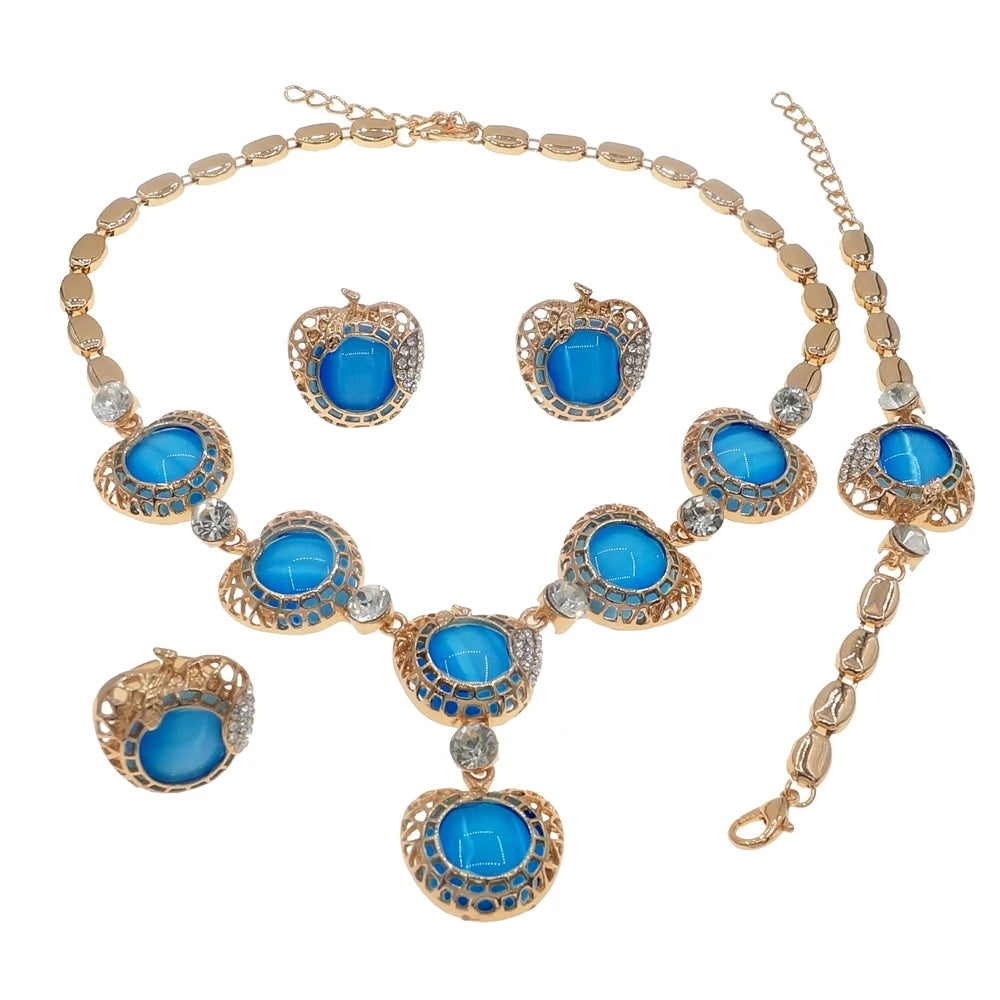 Zhuerrui Very Big Earring Heart I Love You Xoxo Jewelry Sets Tricolor Lovely Women Brazilian Necklace Jewelry Set in Stock