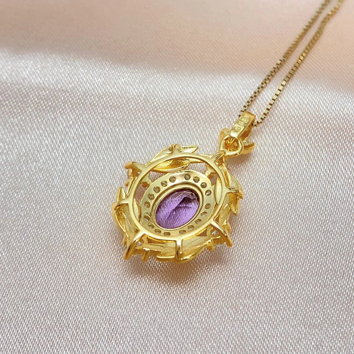 Gioiellieri Elegant Natural Amethyst Pendant Necklace Women's Fashion High-end Gemstone Jewelry Gift Gold Plated Rhodium Plated 925 Silver