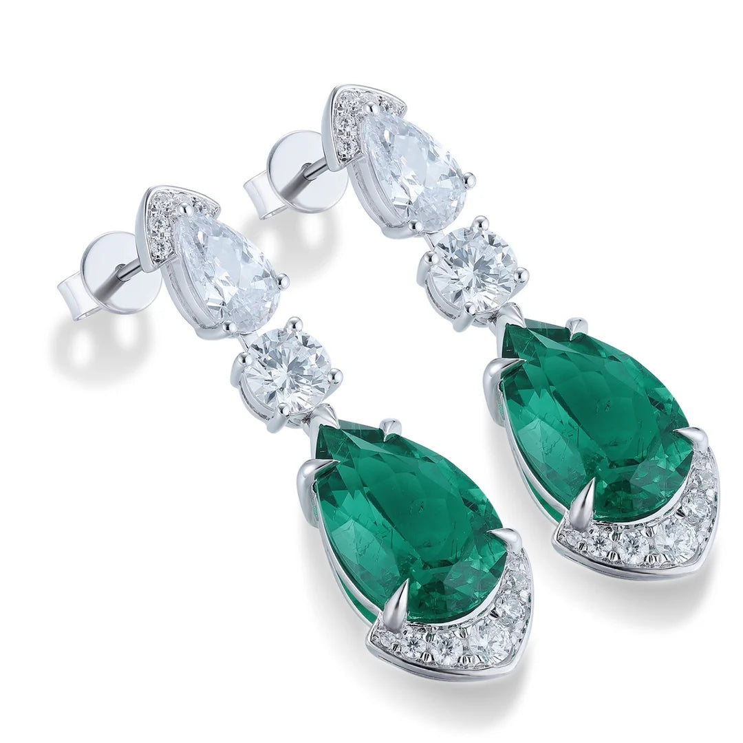 Gemfiori Zhanhao Gemfiori S925 Sterling Silver Earrings High End Pear Shaped High Carbon Diamond Silver Gold Plated Earrings