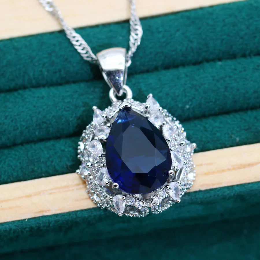 XOTICA AAA 925 Silver Women's Jewelry Set with Zircon Classic Style Wedding Bridal Earrings Necklace Pendant Ring for Party Dating Gift