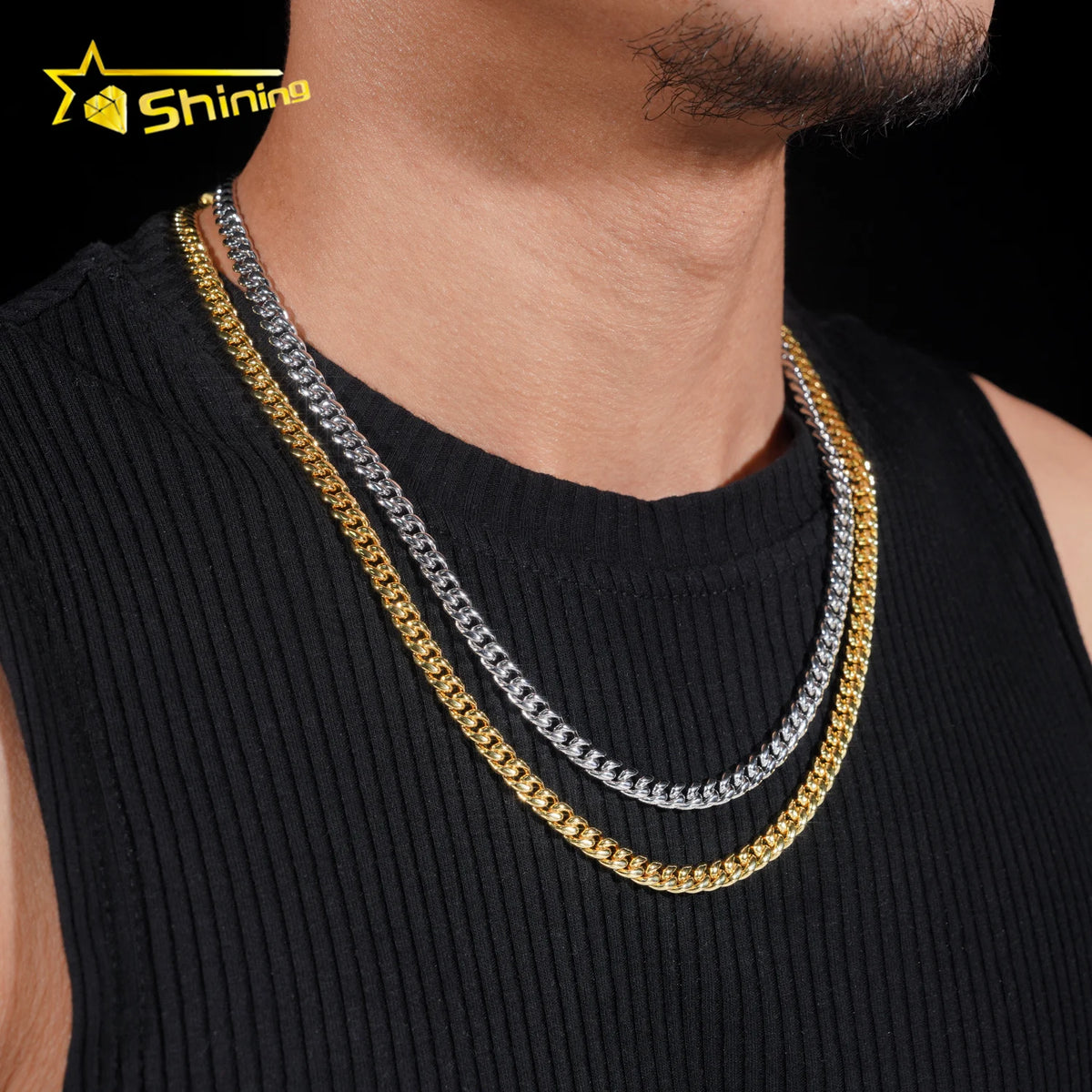 BiG-BOSS New Stocks Factory Price Hip Hop Jewelry 6mm Solid 925 Sterling Silver Moissanite Lock Stainless Steel Cuban Link Chain