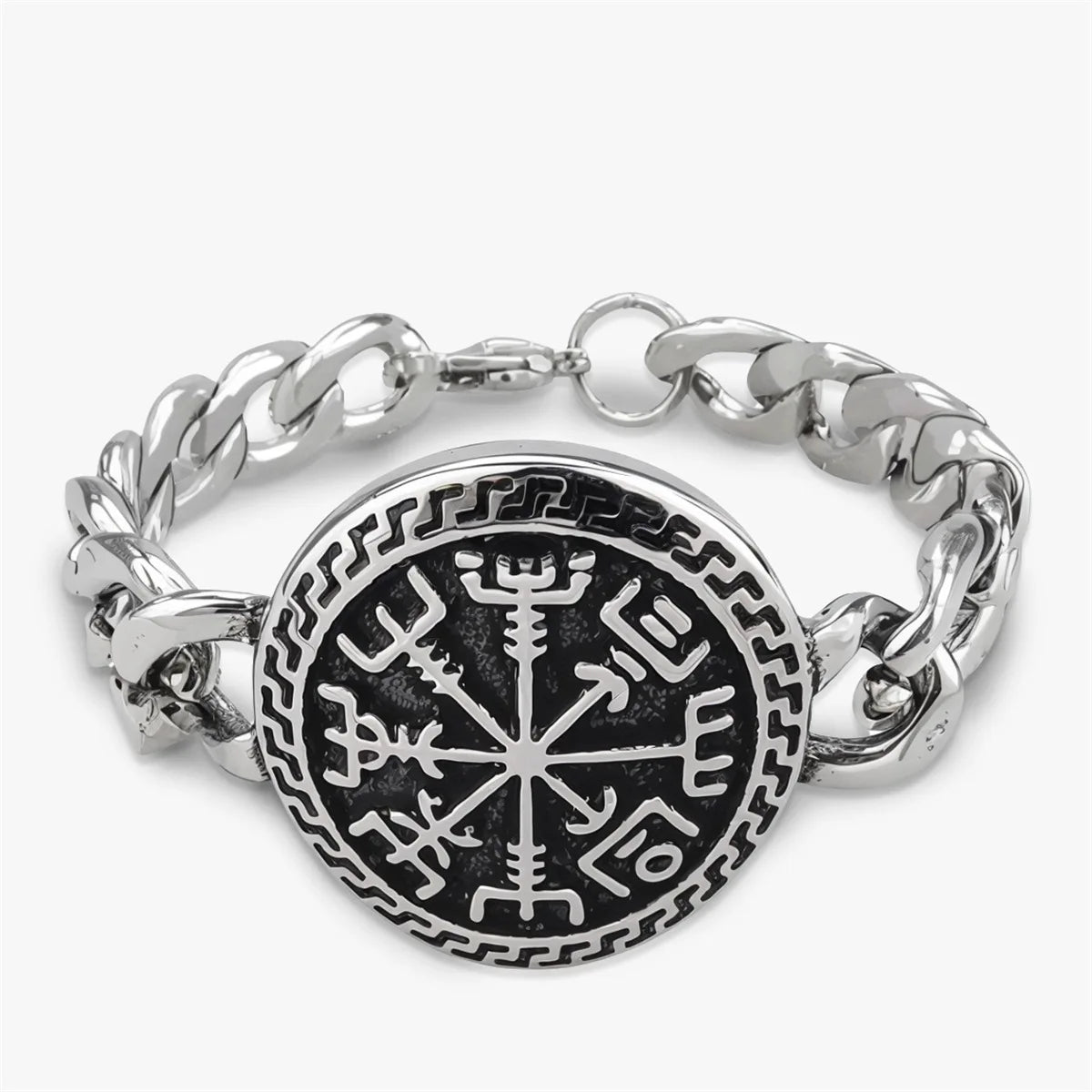 Vintage Men's Stainless Steel Bracelet Gothic Skull Celtic Knot Cross Cuban Chain Woven Braid Street Style Jewelry Gift