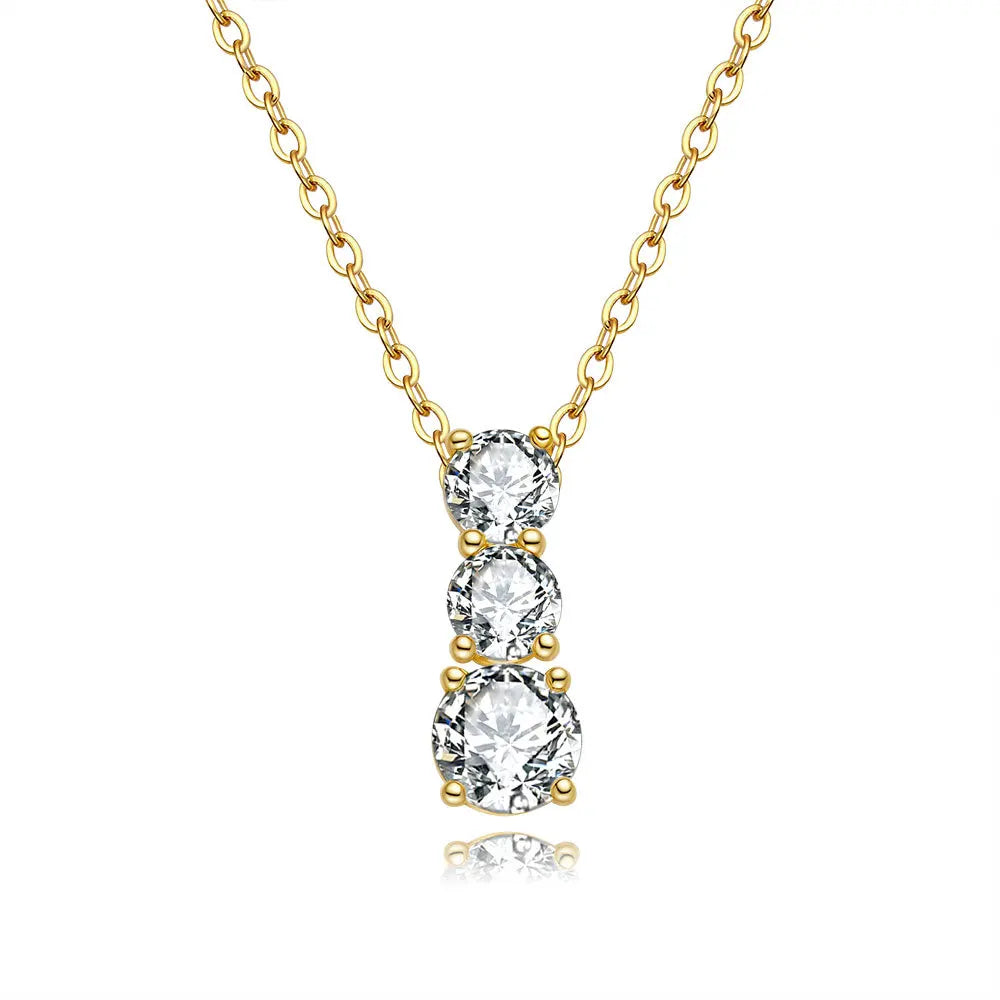ArtistA D Color 2 Carat Moissanite Gradient Size 3 Diamond Elegant Pendant Necklace EarringRings Jewelry Set for Women