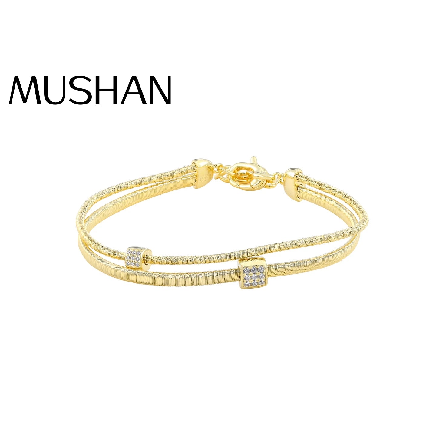 MuShan Jewelry Factory S925 Pure Silver Gold String Chain Bracelet for Women's High Carbon Diamond Light Luxury Jewelry